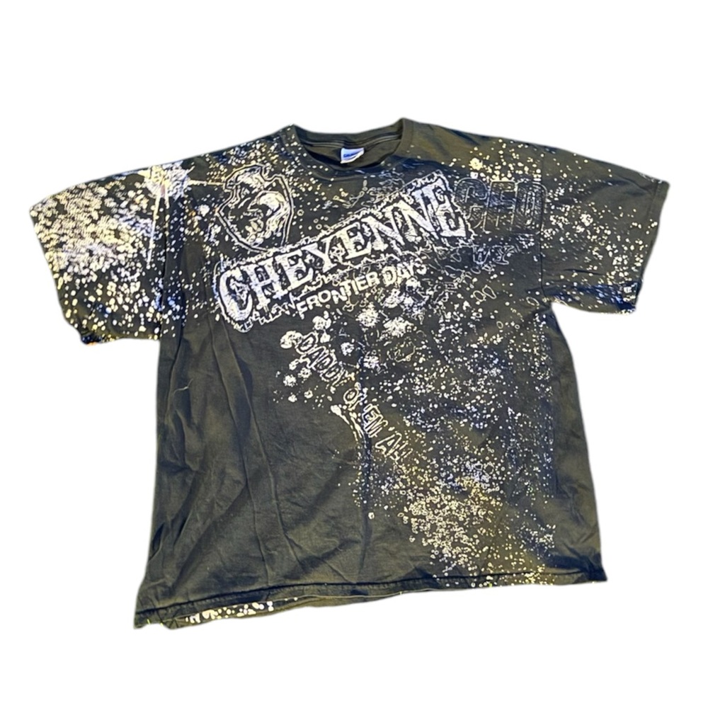 Black Short Sleeve Tee with Distressed Design